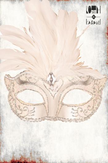 Venetiaans Masker Crème met veren en glitter