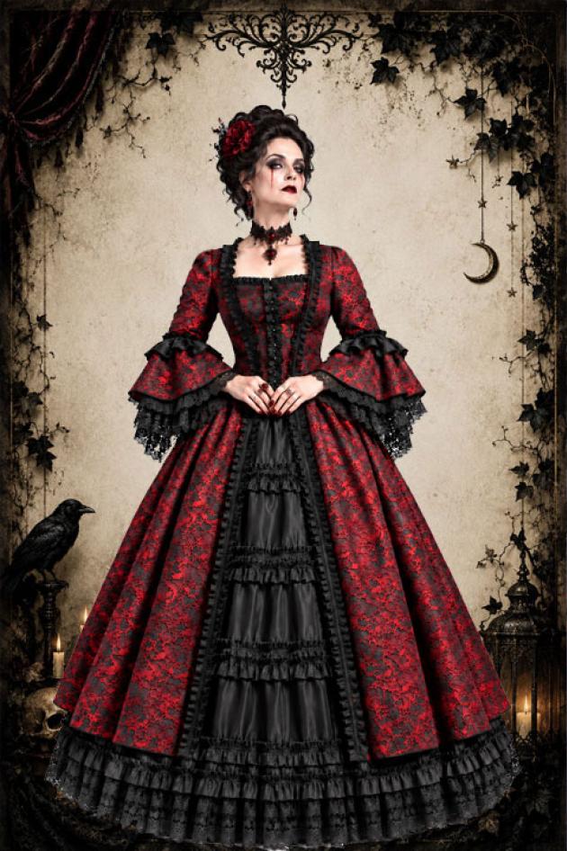 Dracula Gothic Vampier Jurk Luxe Halloween