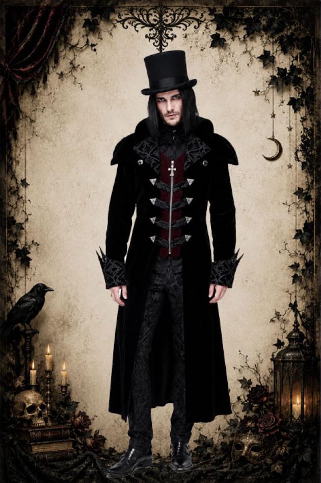 Gothic Vampier Kostuum Luxe zwarte jas