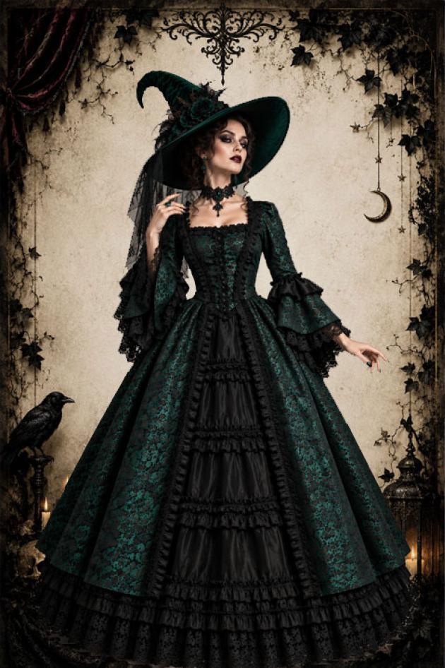 Gothic Heks Kostuum Victoriaans Halloween