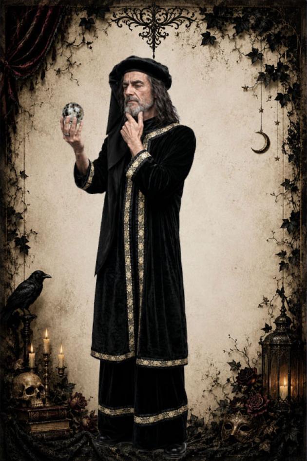 Zwarte Magiër Kostuum Tovenaar Alchemist