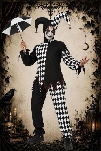 Harlekijn Kostuum Zwarte Nar Halloween