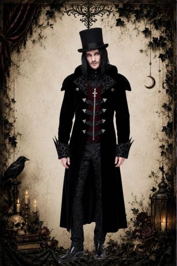 Gothic Vampier Kostuum Luxe zwarte jas