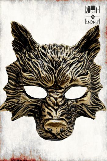 Halfmasker Wolf Goud Plastic