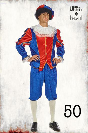 Kostuum Zwarte Piet Blauw Rood 50