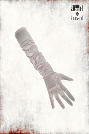 Lange Handschoenen Zilver Satijnglans 48 cm Gala