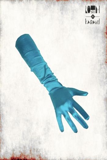 Lange Handschoenen Lichtblauw Satijnglans 48 cm