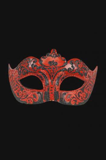 Venetiaans Oogmasker Vrouw Zwart Rood Hera