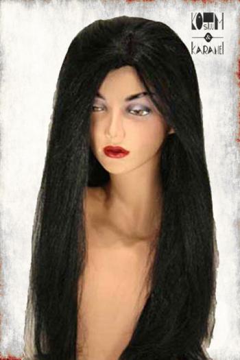 Zwarte pruik sluik lang haar 