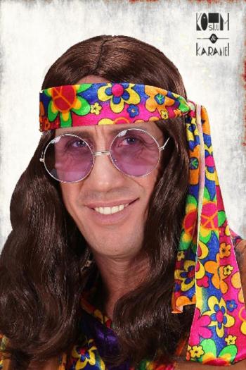Pruik Heren Hippie Bruin 