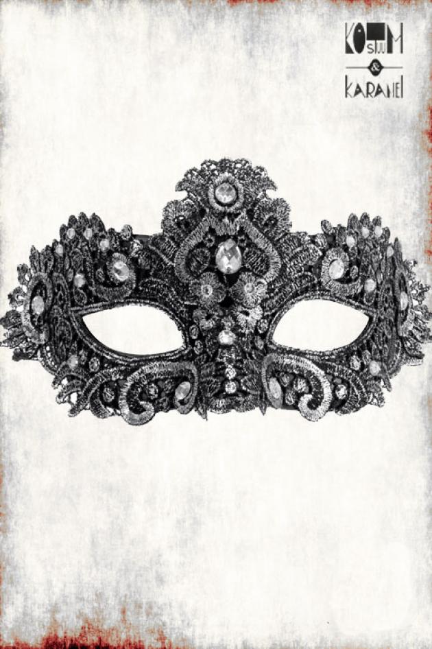 Venetiaans Masker Zilver Kant met Juwelen