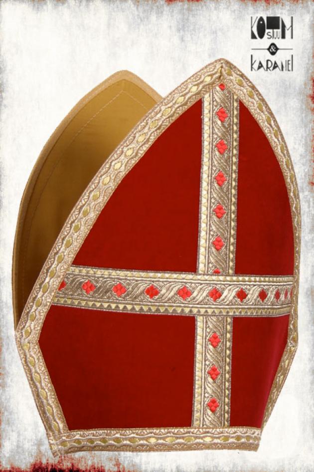 Mijter Sint Luxe Wijnrood Fluweel