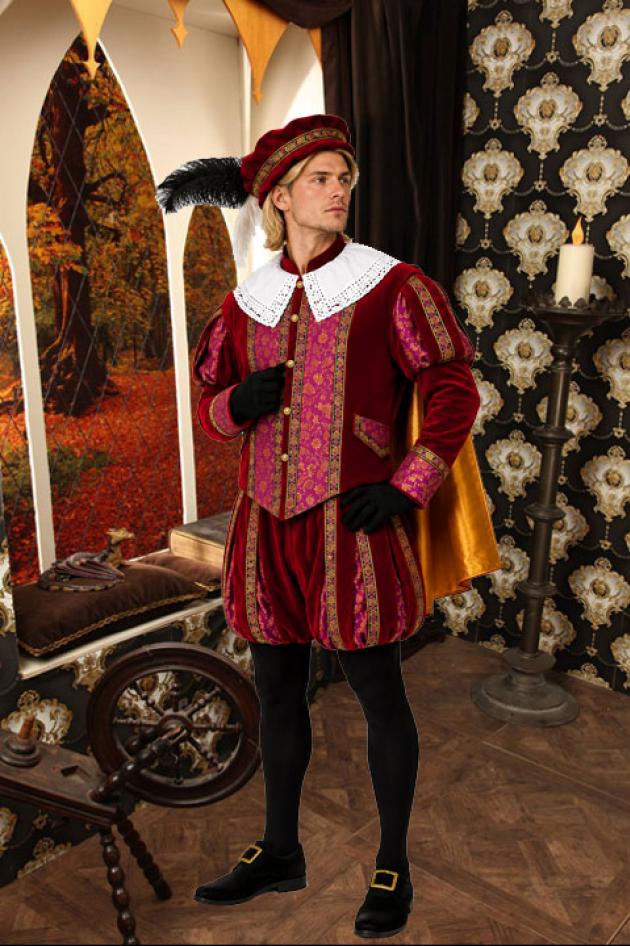 Renaissance Edelman Kostuum Rood Fluweel Luxe