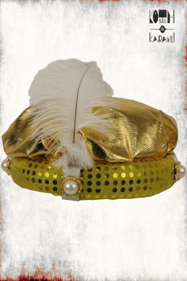 Sultan Hoed Goud met witte pluim