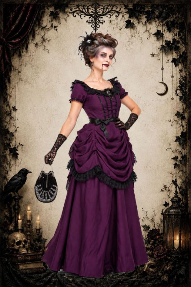 Victoriaanse Gothic Jurk Paars