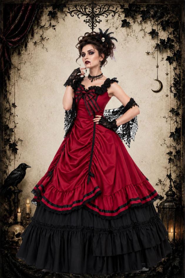 Bordeau Victoriaanse Jurk Gothic