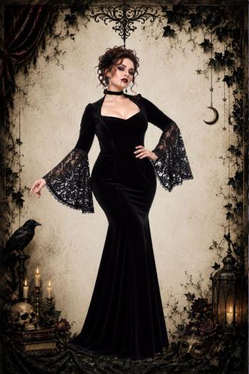 Gothic Jurk Zwart Morticia