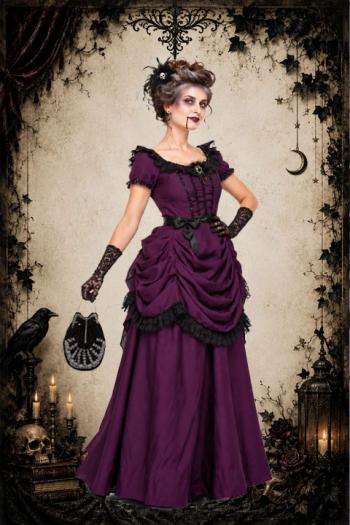 Victoriaanse Gothic Jurk Paars