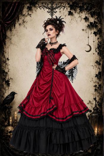 Bordeau Victoriaanse Jurk Gothic